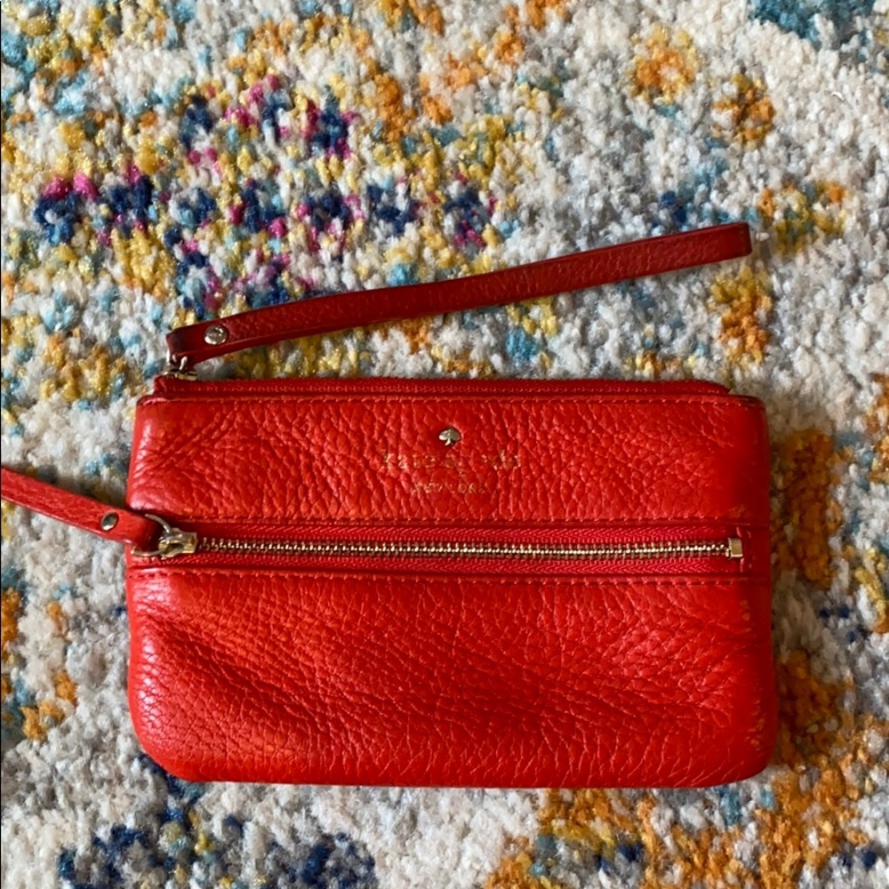 Kate Spade Red Wristlet 100% Leather